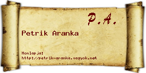 Petrik Aranka névjegykártya